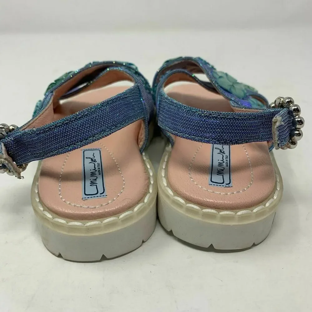 Mi Mi‎ Sol cross strap with flower embellishment size 26 / 9.5 US
